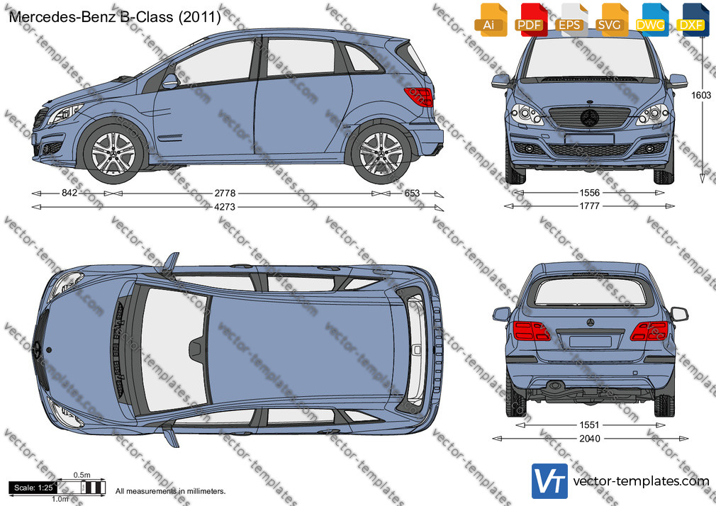 Download drawing Mercedes-Benz B-class W245 Minivan 2006 in ai pdf png svg  formats