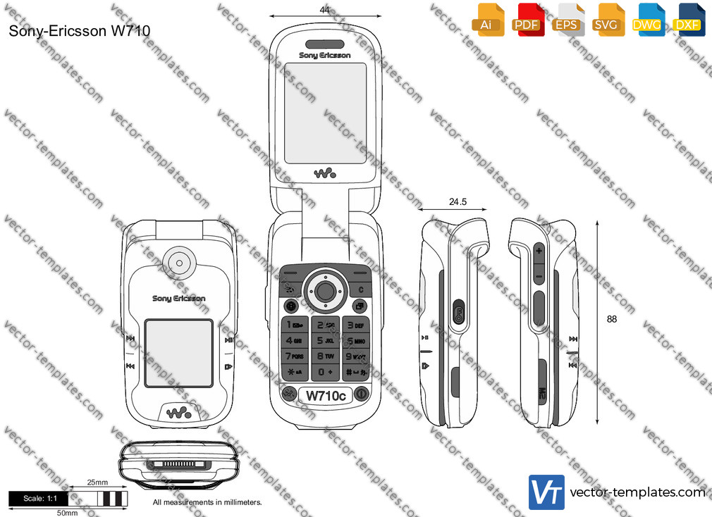 Sony-Ericsson W888 vector drawing