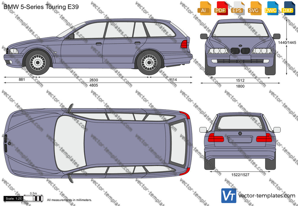 BMW E39 TOURING 5 Series Colour Vector File Download .PDF, .svg, .png 