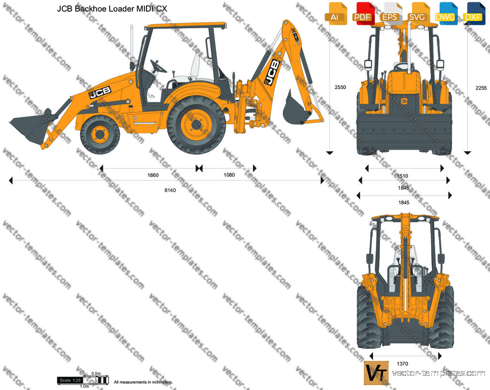 Templates Construction Equipment JCB JCB MIDI CX Backhoe Loader