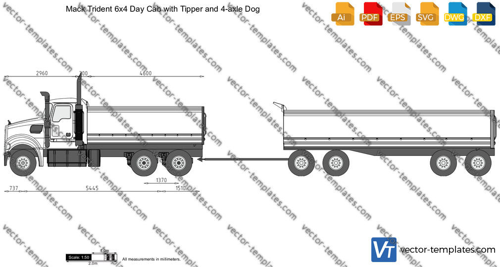 Mack Trident 6x4 Day Cab with Tipper and 4-axle Dog 