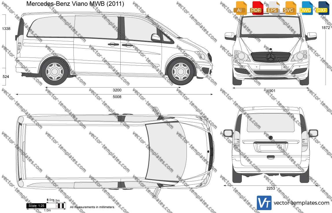 Mercedes-Benz Viano Vito W639 vector drawing