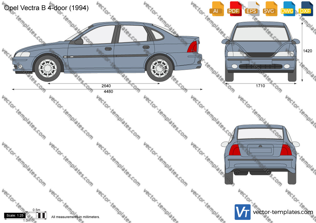 The two-dimensional draft of a vehicle Opel Vectra B-side view [4]