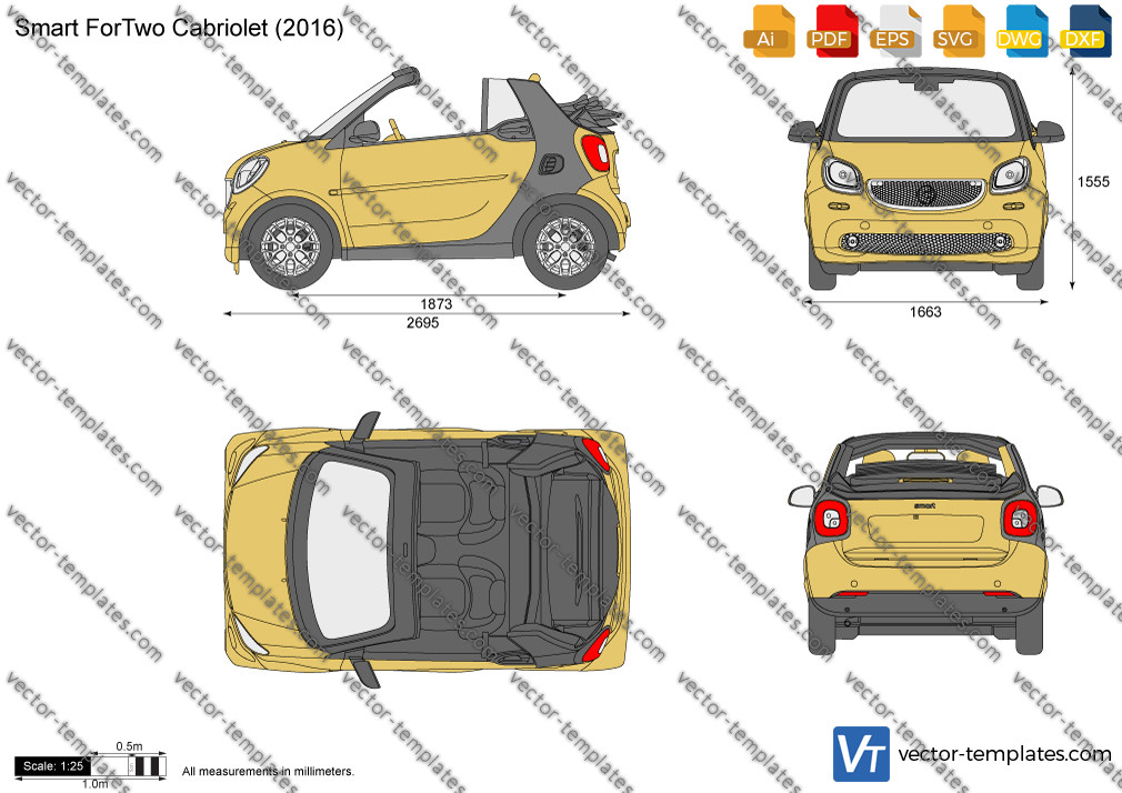 Smart ForTwo Cabrio (Model 451) vector drawing