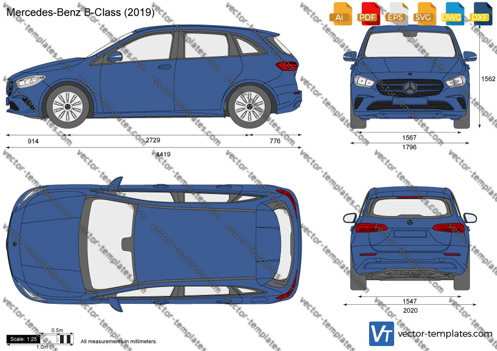 Download drawing Mercedes-Benz B-class W245 Minivan 2006 in ai pdf png svg  formats
