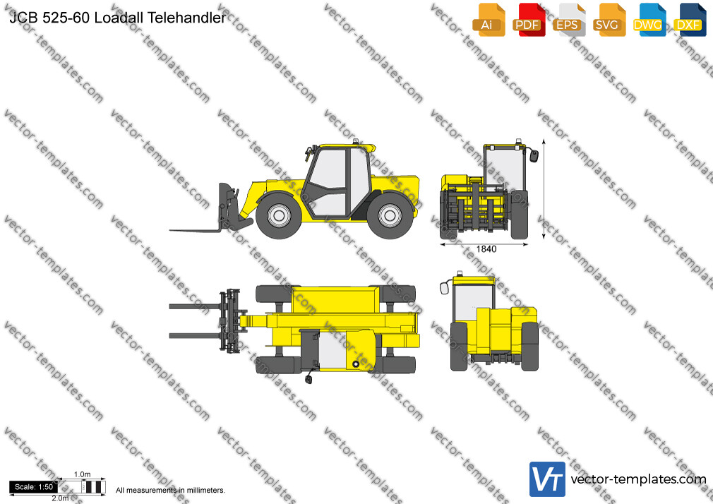 Templates Construction Equipment JCB JCB 52560 Loadall Telehandler