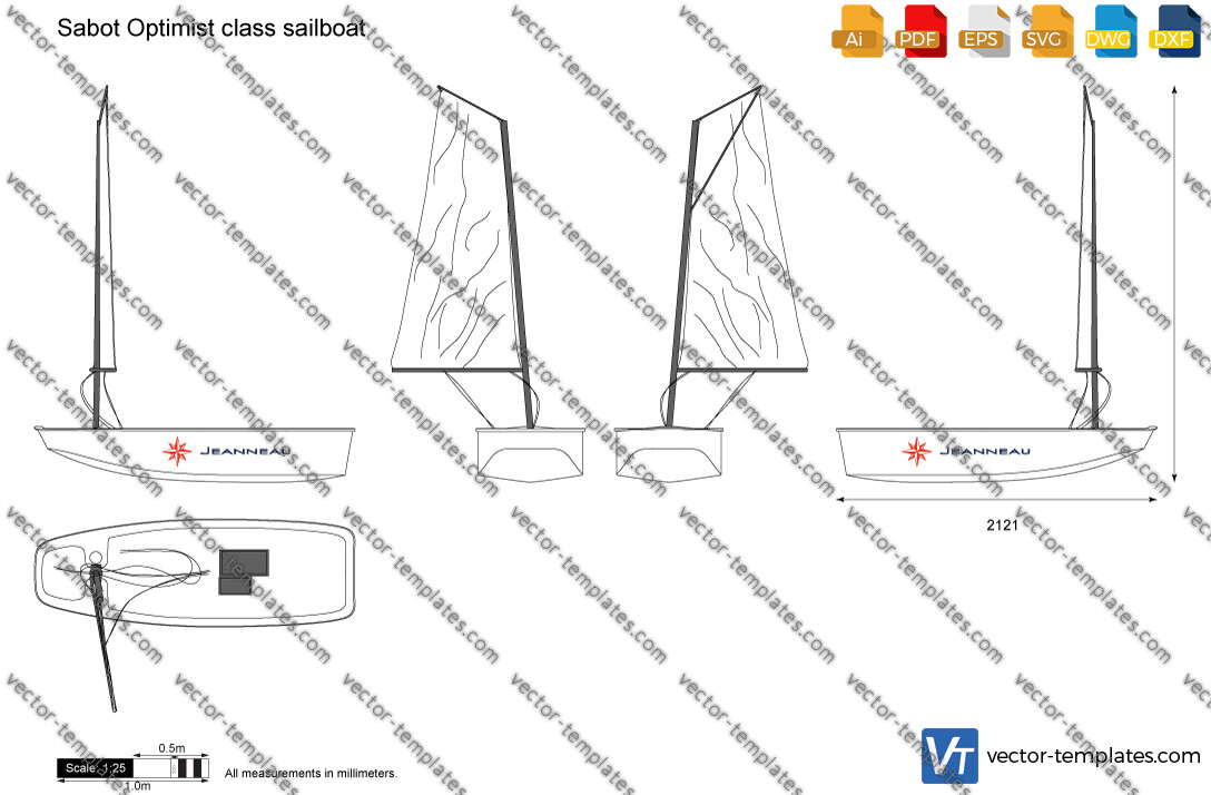 Templates - Ships - Sail Boats - Sabot Optimist class sailboat