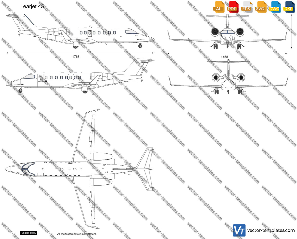 Templates - Modern airplanes - Learjet - Learjet 45