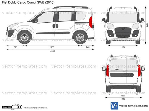 Download drawing Fiat Doblo Cargo SWB High Roof Van 2007 in ai pdf png svg  formats