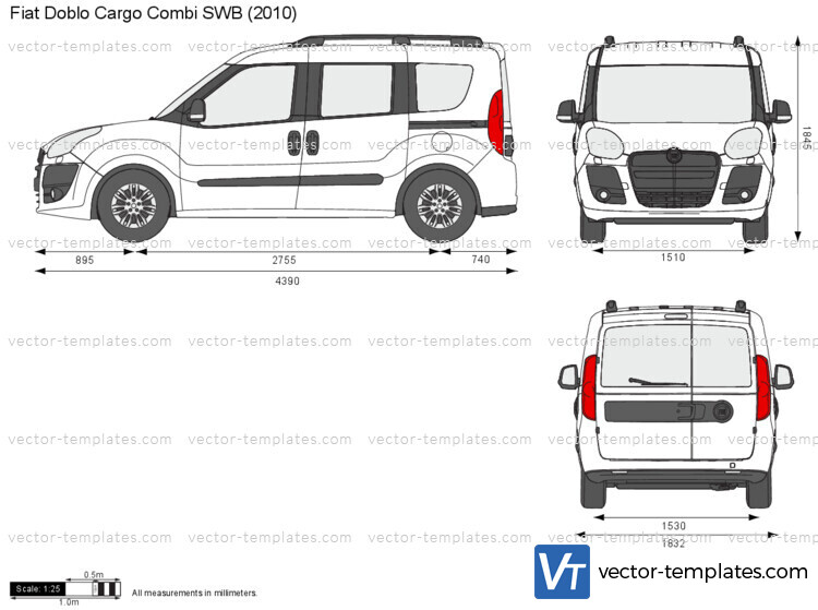 Download drawing Fiat Doblo Cargo SWB High Roof Van 2007 in ai pdf png svg  formats