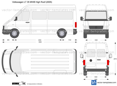 Volkswagen Transporter T5 Shuttle SWB vector drawing
