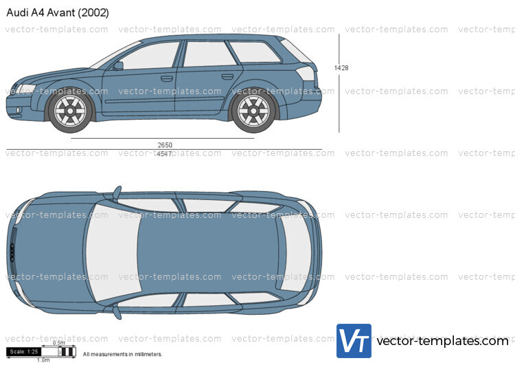 Audi A4 1994-2001 Dimensions Side View