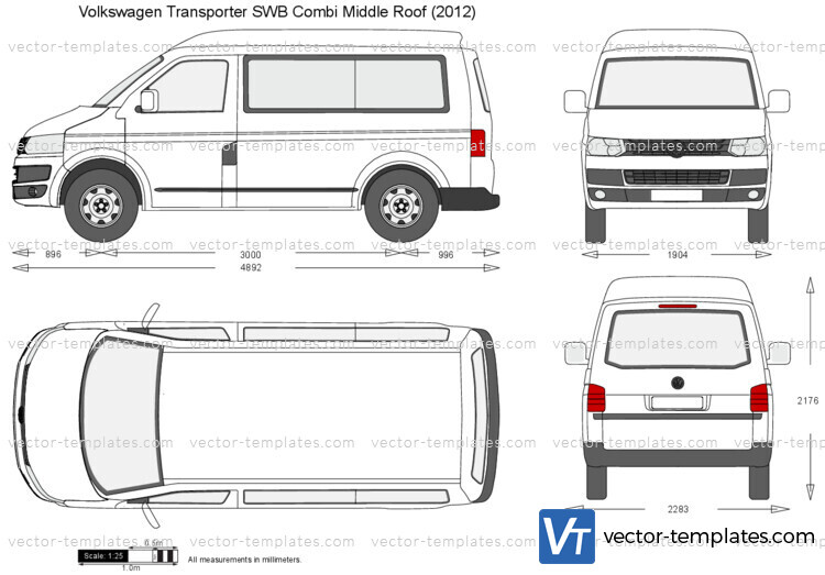 Volkswagen Transporter T5.2 SWB Combi Middle Roof