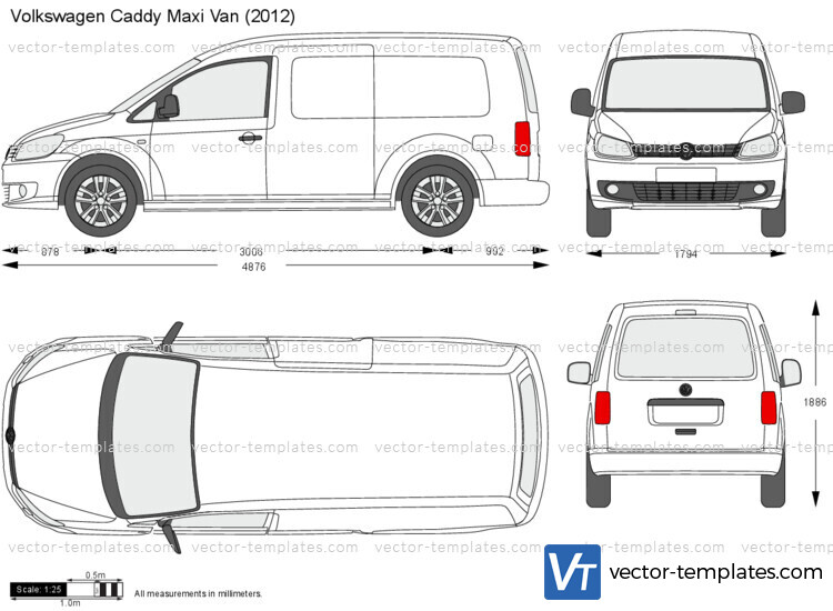 bespotten vee Rubber Templates - Cars - Volkswagen - Volkswagen Caddy Maxi Van