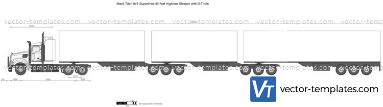 Mack Titan 8x6 Superliner 46-feet Highrise Sleeper with B-Triple