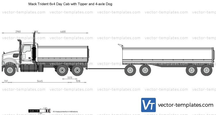 Mack Trident 6x4 Day Cab with Tipper and 4-axle Dog