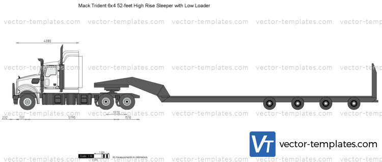 Mack Trident 6x4 52-feet High Rise Sleeper with Low Loader