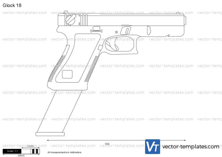 Чертеж glock 18 с размерами