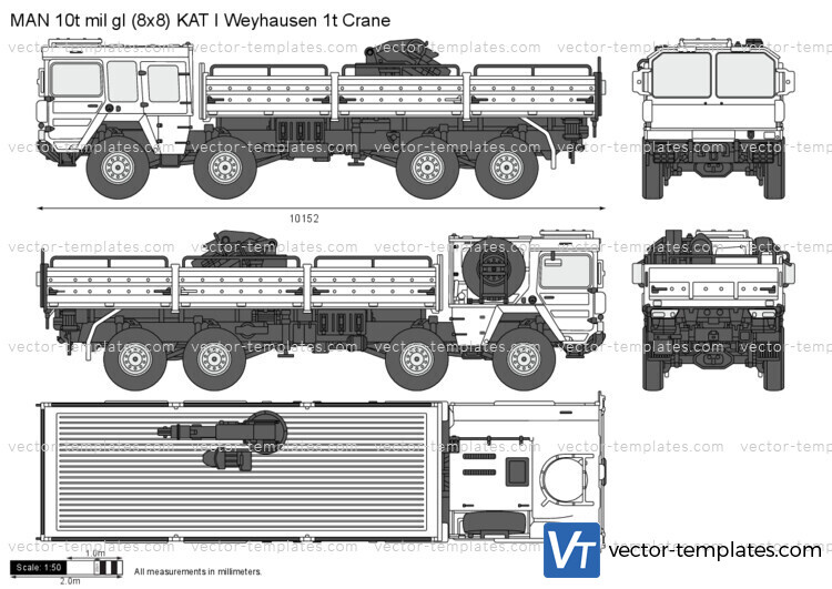 MAN 10t mil gl (8x8) KAT I Weyhausen 1t Crane