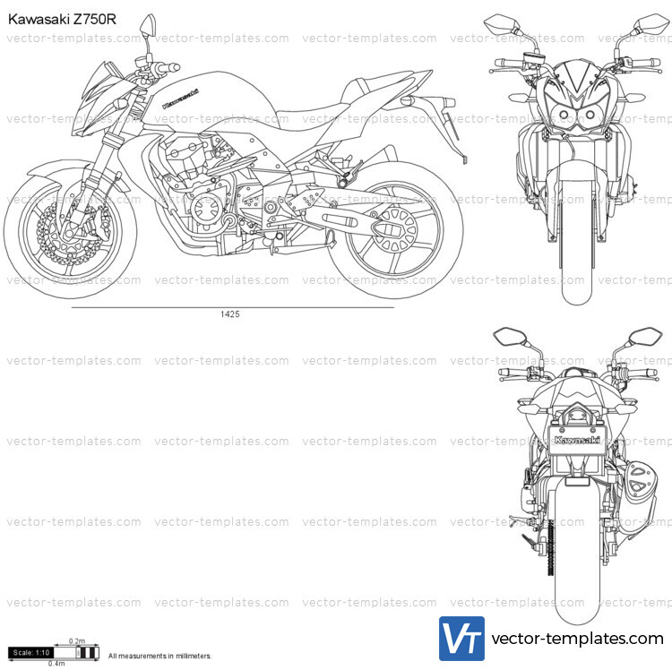 KAWASAKI Z750 Z 750 2007-2022 – MOTORCYCLE TEMPLATES