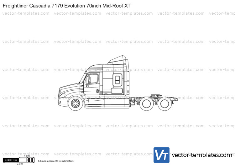 Freightliner Cascadia 7179 Evolution 70inch Mid-Roof XT