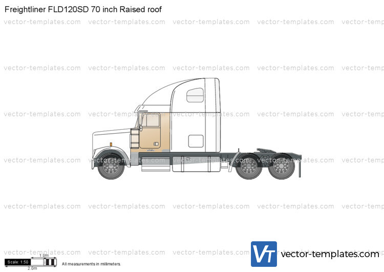 Freightliner FLD120SD 70 inch Raised roof