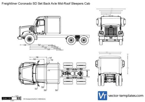 Freightliner Coronado SD Set Back Axle Mid-Roof Sleepers Cab