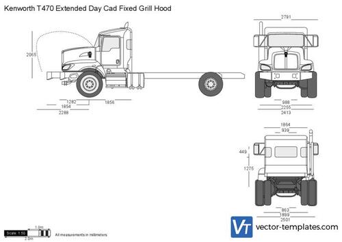 Kenworth T470 Extended Day Cad Fixed Grill Hood