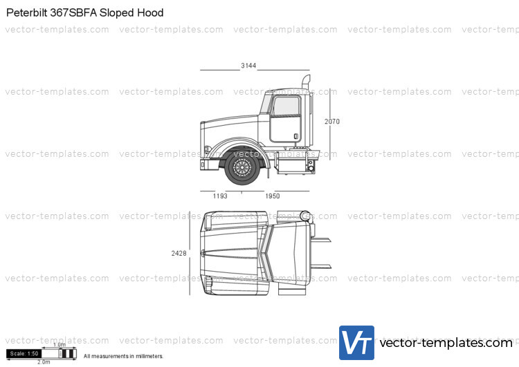 Peterbilt 367SBFA Sloped Hood