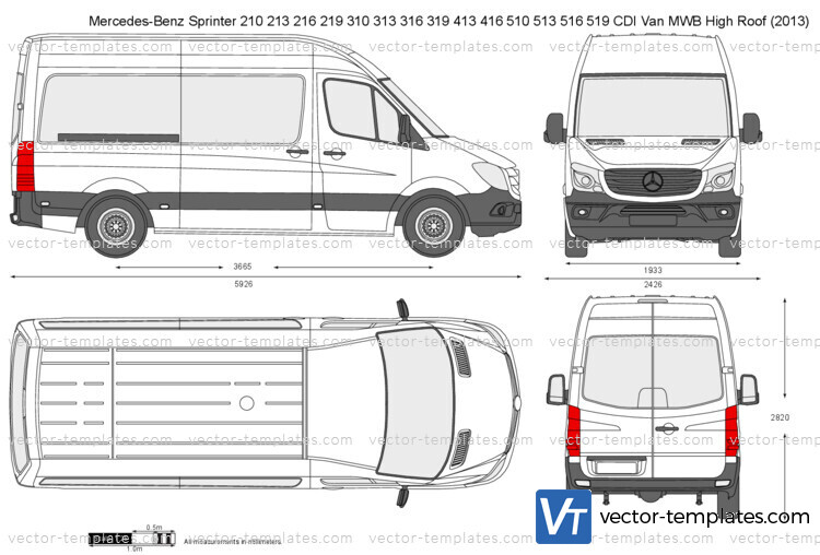 Mercedes-Benz Sprinter 210 213 216 219 310 313 316 319 413 416 510 513 516 519 CDI Van MWB High Roof