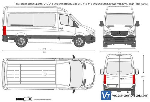 Mercedes-Benz Sprinter 210 213 216 219 310 313 316 319 413 416 510 513 516 519 CDI Van MWB High Roof