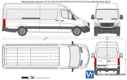 Mercedes-Benz Sprinter 310 313 316 319 413 416 510 513 516 519 CDI Van LWB High Roof