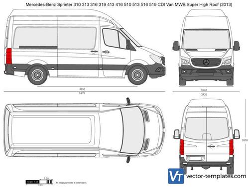 Mercedes-Benz Sprinter 310 313 316 319 413 416 510 513 516 519 CDI Van MWB Super High Roof