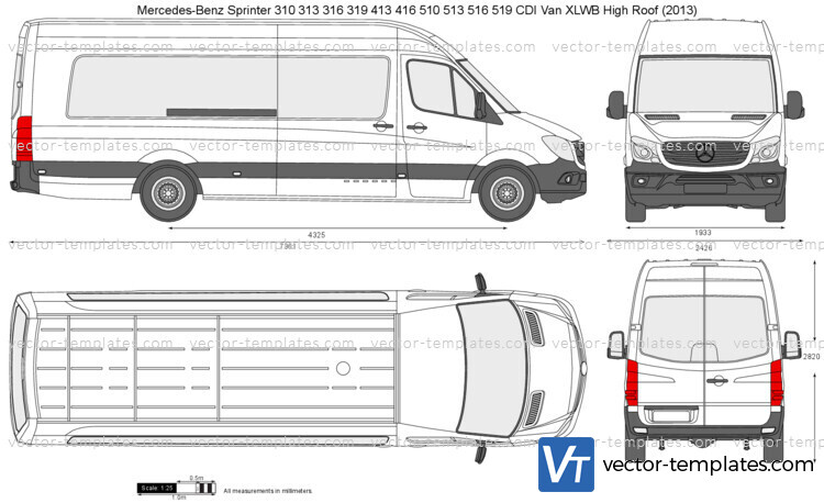 Mercedes-Benz Sprinter 310 313 316 319 413 416 510 513 516 519 CDI Van XLWB High Roof