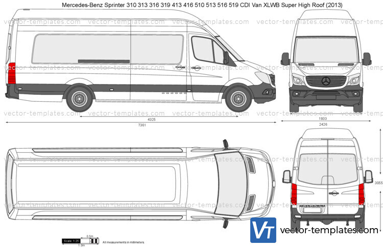 Mercedes-Benz Sprinter 310 313 316 319 413 416 510 513 516 519 CDI Van XLWB Super High Roof