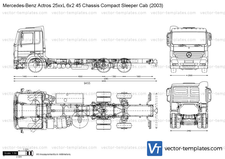Mercedes-Benz Actros 25xxL 6x2 45 Chassis Compact Sleeper Cab