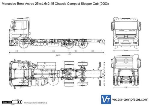 Mercedes-Benz Actros 25xxL 6x2 45 Chassis Compact Sleeper Cab