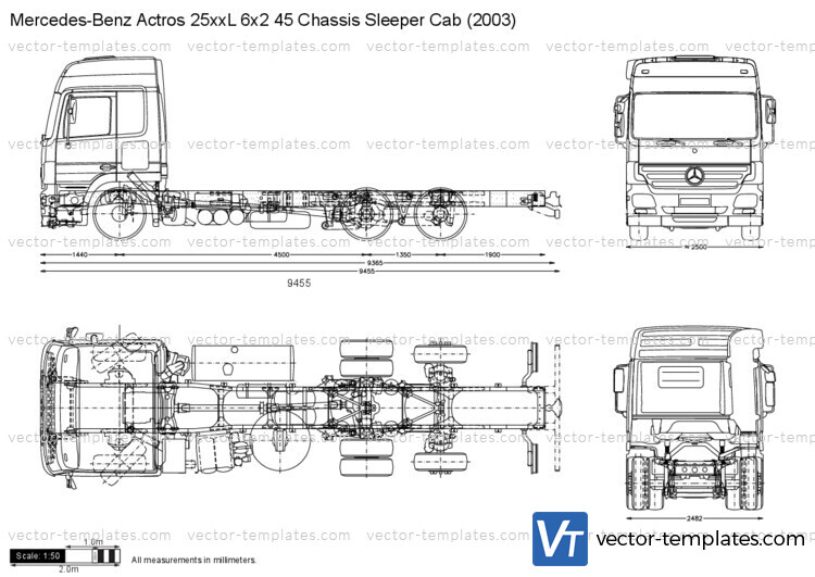 Mercedes-Benz Actros 25xxL 6x2 45 Chassis Sleeper Cab