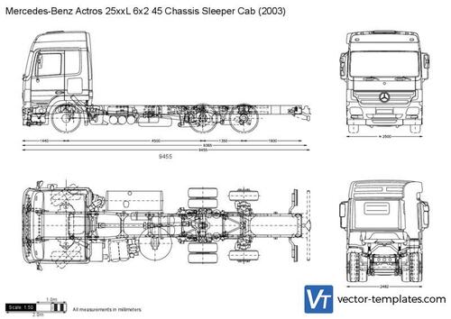 Mercedes-Benz Actros 25xxL 6x2 45 Chassis Sleeper Cab