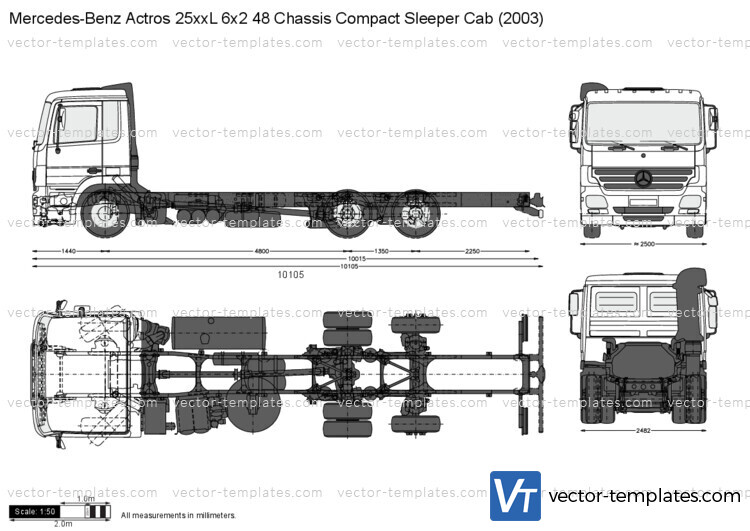 Mercedes-Benz Actros 25xxL 6x2 48 Chassis Compact Sleeper Cab