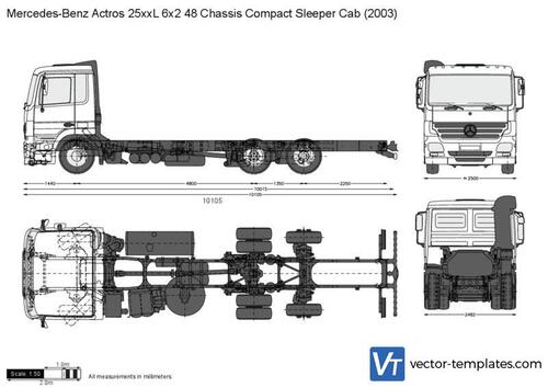 Mercedes-Benz Actros 25xxL 6x2 48 Chassis Compact Sleeper Cab