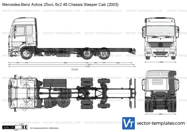 Mercedes-Benz Actros 25xxL 6x2 48 Chassis Sleeper Cab