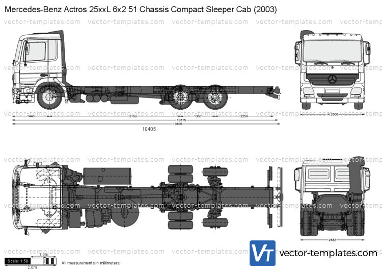 Mercedes-Benz Actros 25xxL 6x2 51 Chassis Compact Sleeper Cab