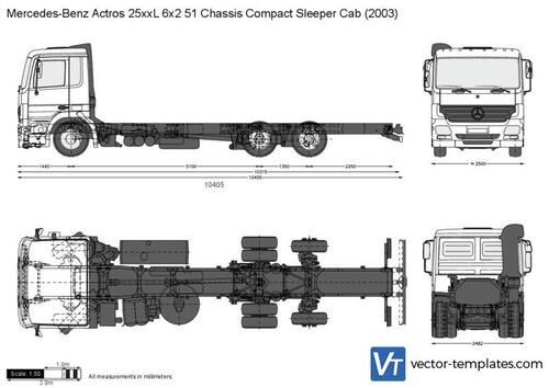Mercedes-Benz Actros 25xxL 6x2 51 Chassis Compact Sleeper Cab