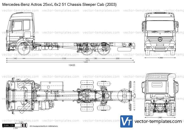 Mercedes-Benz Actros 25xxL 6x2 51 Chassis Sleeper Cab