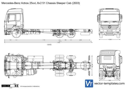 Mercedes-Benz Actros 25xxL 6x2 51 Chassis Sleeper Cab