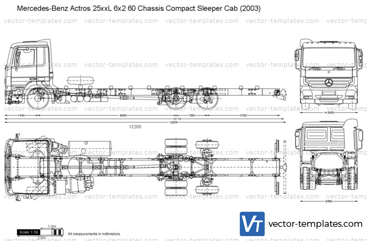Mercedes-Benz Actros 25xxL 6x2 60 Chassis Compact Sleeper Cab
