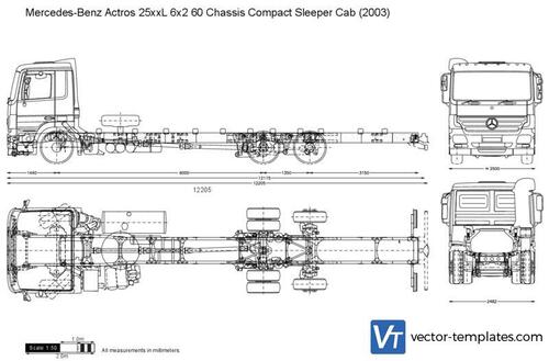 Mercedes-Benz Actros 25xxL 6x2 60 Chassis Compact Sleeper Cab