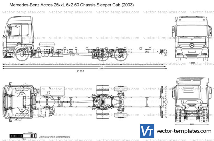Mercedes-Benz Actros 25xxL 6x2 60 Chassis Sleeper Cab