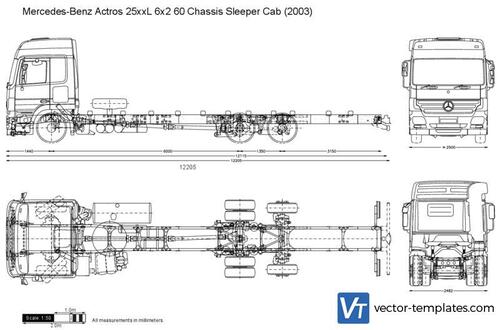 Mercedes-Benz Actros 25xxL 6x2 60 Chassis Sleeper Cab